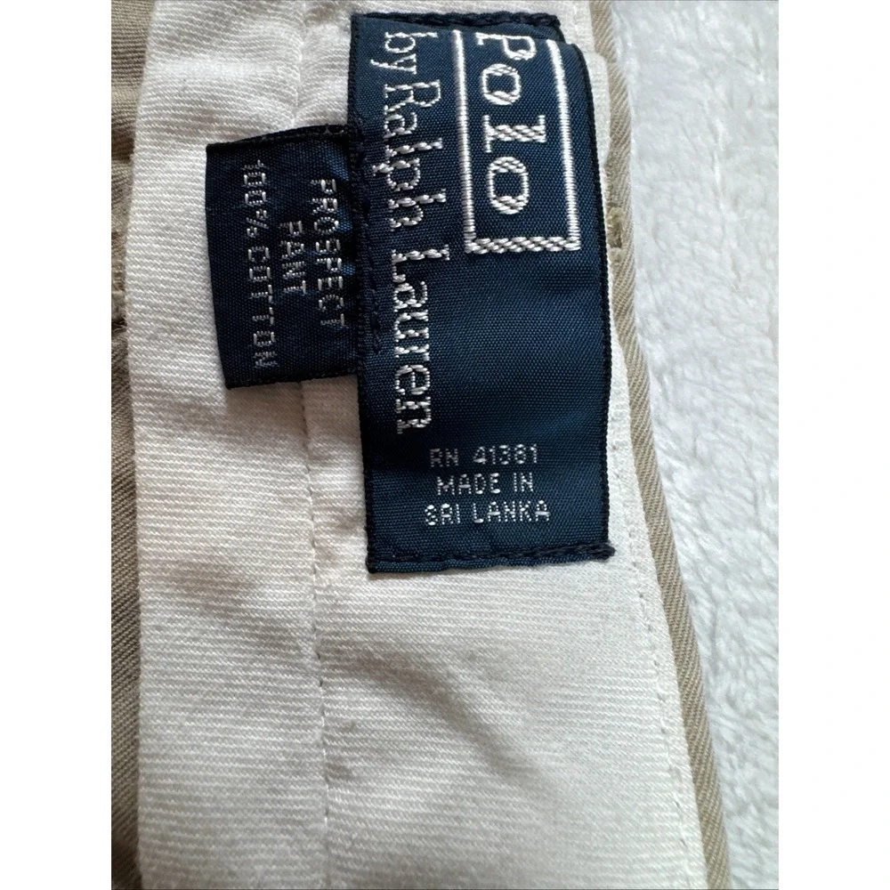 Polo Ralph Lauren Prospect Pants Mens Khaki Cotton Flat‎ Front Chino Size 38x30